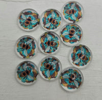 12mm - Cabochon, Teal Honey Bee
