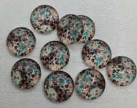 12mm - Cabochon, Teal Gold Waves