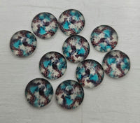 12mm - Cabochon, Teal And Leopard