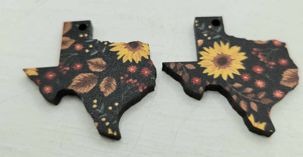 1.5" Wood, Sunflower And Leaves
