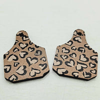 1.5" Wood, Cow Tag Brown Hearts