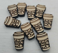 12mm Wood, Coffee Cup Leopard