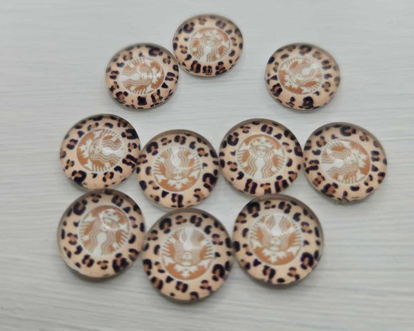 12mm - Cabochon, Brown Leopard Coffee