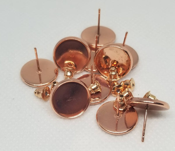12mm - Copper Plated, Stud Rose Gold
