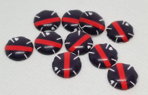 12mm - Cabochon, Thin Red Line Badge