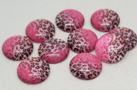 12mm - Cabochon, Animal Print Pink Glitter