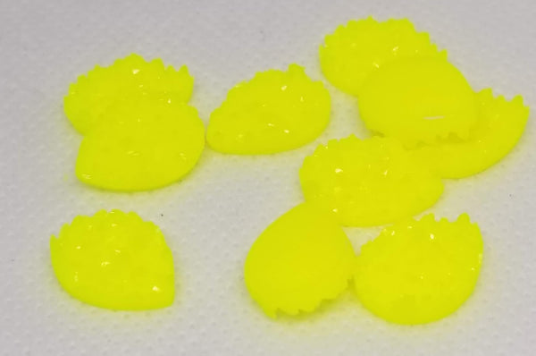 10*14mm Teardrop -  Druzy, Flat Neon Yellow