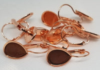 13*18mm Teardrop - Copper Plated, Leverback w/Jagged Edge Rose Gold