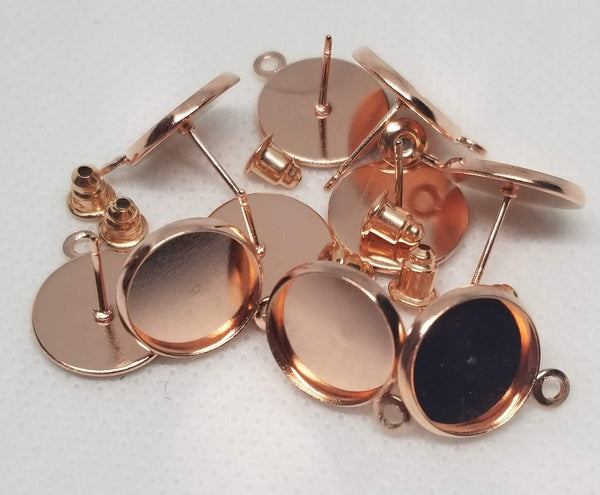 12mm - Copper Plated, Stud w/Horizontal Loop Rose Gold