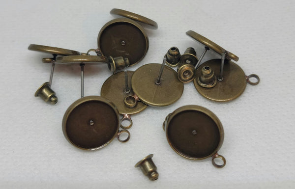 12mm - Copper Plated, Stud w/Horizontal Loop Antique Bronze