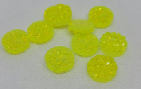 12mm - Druzy, Glitter Neon Bright Yellow