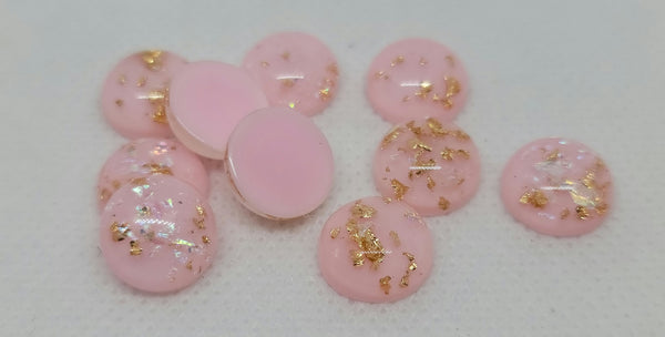 10mm - Flakes, Light Pink w/Gold Mix