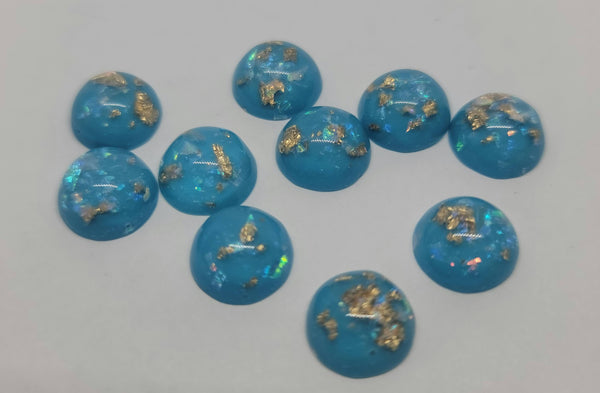 10mm - Flakes, Sky Blue w/Gold Mix