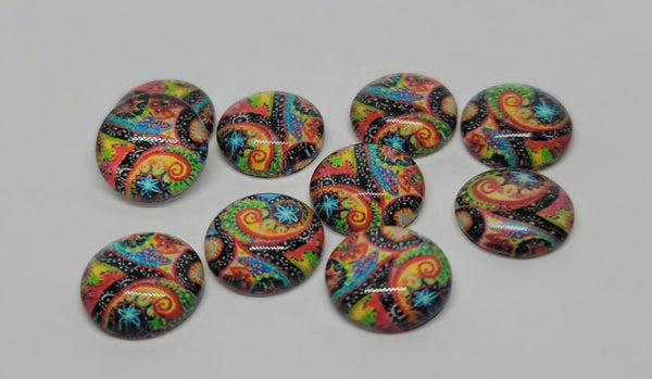 12mm - Cabochon, Primary Paisley