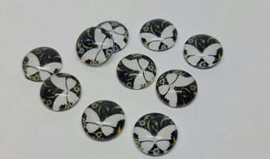 12mm - Cabochon, BW Butterfly