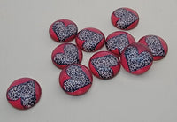 12mm - Cabochon, Animal Print Red Leopard Heart