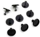 12mm Stainless Steel, Stud w/Button Screw Back Black