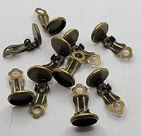 10mm - Copper Plated, Clip On Stud Antique Bronze