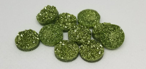 12mm - Druzy, Glitter Army Green