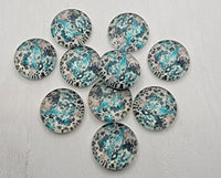 12mm - Cabochon, Animal Print Turquoise Brown Cowhide