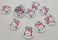 12mm - Cabochon, Pink Bow Bunny