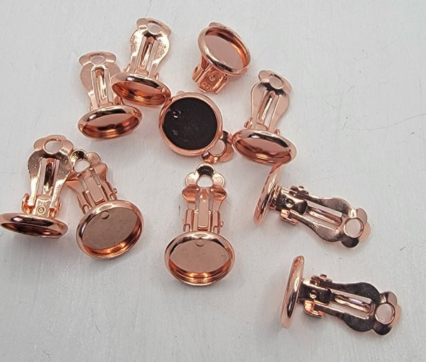 10mm - Copper Plated, Clip On Stud Rose Gold