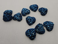 12mm Heart - Druzy, Ice Blue