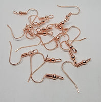 20*17mm - Copper Plated, French Hook w/Ball & Wire Rose Gold (Horizontal Loop)