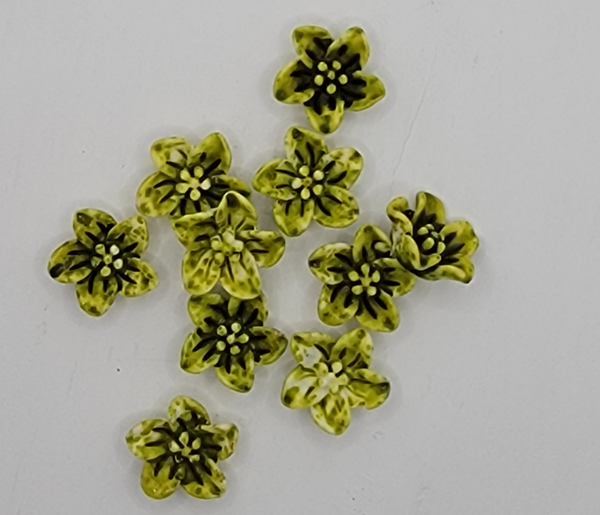 14mm - Color Dipped Hibiscus Flower, Antique Green