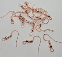 20*17mm - Copper Plated, French Hook w/Ball & Wire Rose Gold (Vertical Loop)