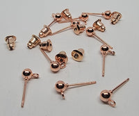 3mm - Copper Plated, Ball Stud w/Horizontal Loop Rose Gold