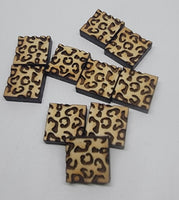 12mm Wood, Square Engraved Leopard
